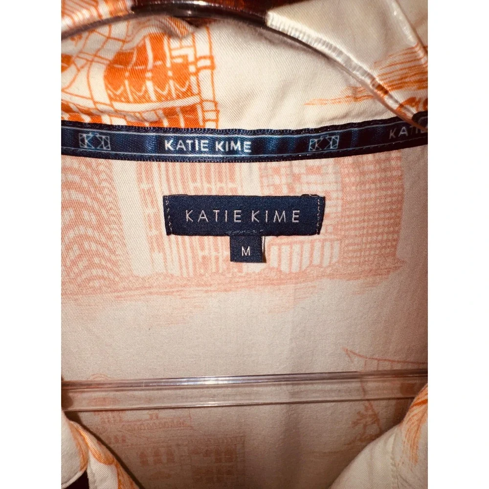 Katie‎ Kime Nashville Toile Pajama Top Orange Cream Cotton Short Sleeve Medium